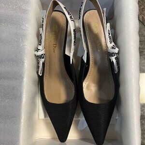Dior J'Adior Black Velvet Slingback Pumps